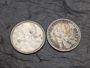 (2 Coins) 1956 & 1959 Canadian Quarters 80% Silver