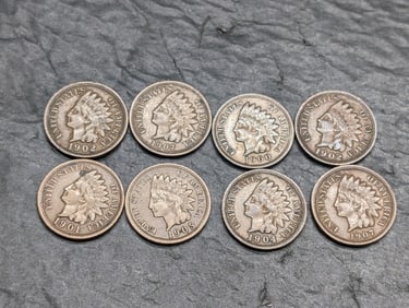 Lot of 8 Various Dated High Grade Indian Head Cents