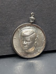1969 40% JFK Half made into stylized pendant. If JFK was your man, you will love this.?