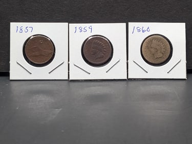 1857 Flying Eagle and 1859, 1860 Copper Nickel Indian Head Cents. Lower grades.?