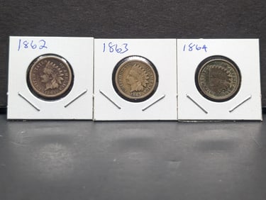 1862, 63, and 64 Copper Nickel Indian Head Cents. Lower grades.?