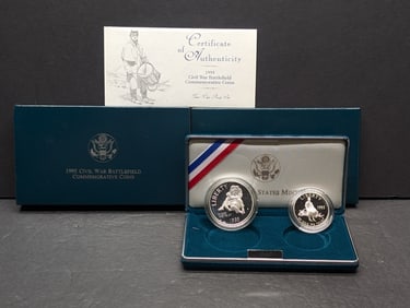1995-S PROOF Civil War Battlefield Commem 2-Coin Set in OGP w/ COA