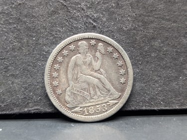 1853 with Arrows Seated Liberty Dime. Nice original VF.?