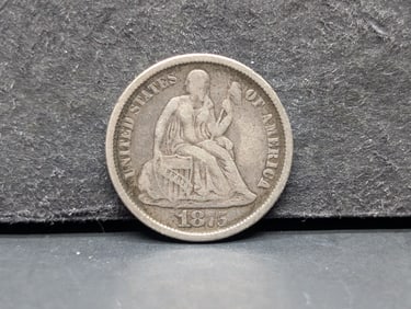 1875-CC Seated Liberty Dime. Choice XF and original.?