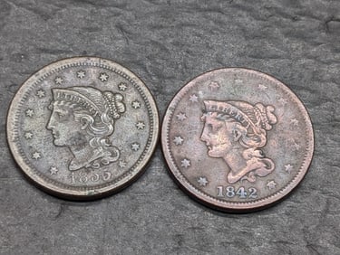 Lot of Two Various Dated Large Cents