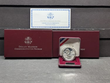 1999-P PROOF Dolley Madison Commem Silver Dollar in OGP w/ COA