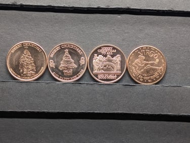 1 Oz. Each .999 FINE COPPER Various Designed Rounds (4 PCS)