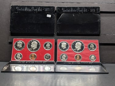 1977-S and 78-S Proof Sets in original boxes. Both have Eisenhower Dollar. GEM?
