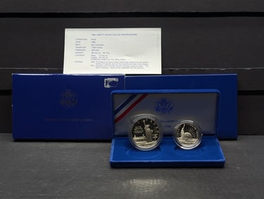 1986-S PROOF U.S. Liberty Commem 2-Coin Set in OGP w/ COA
