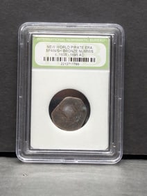 c. 1608-1695 AD New World Pirate Era Spanish Bronze Nummis Coin