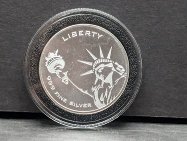 1 Troy Oz. .999 FINE SILVER Liberty Freedom Designed Round in Airtite