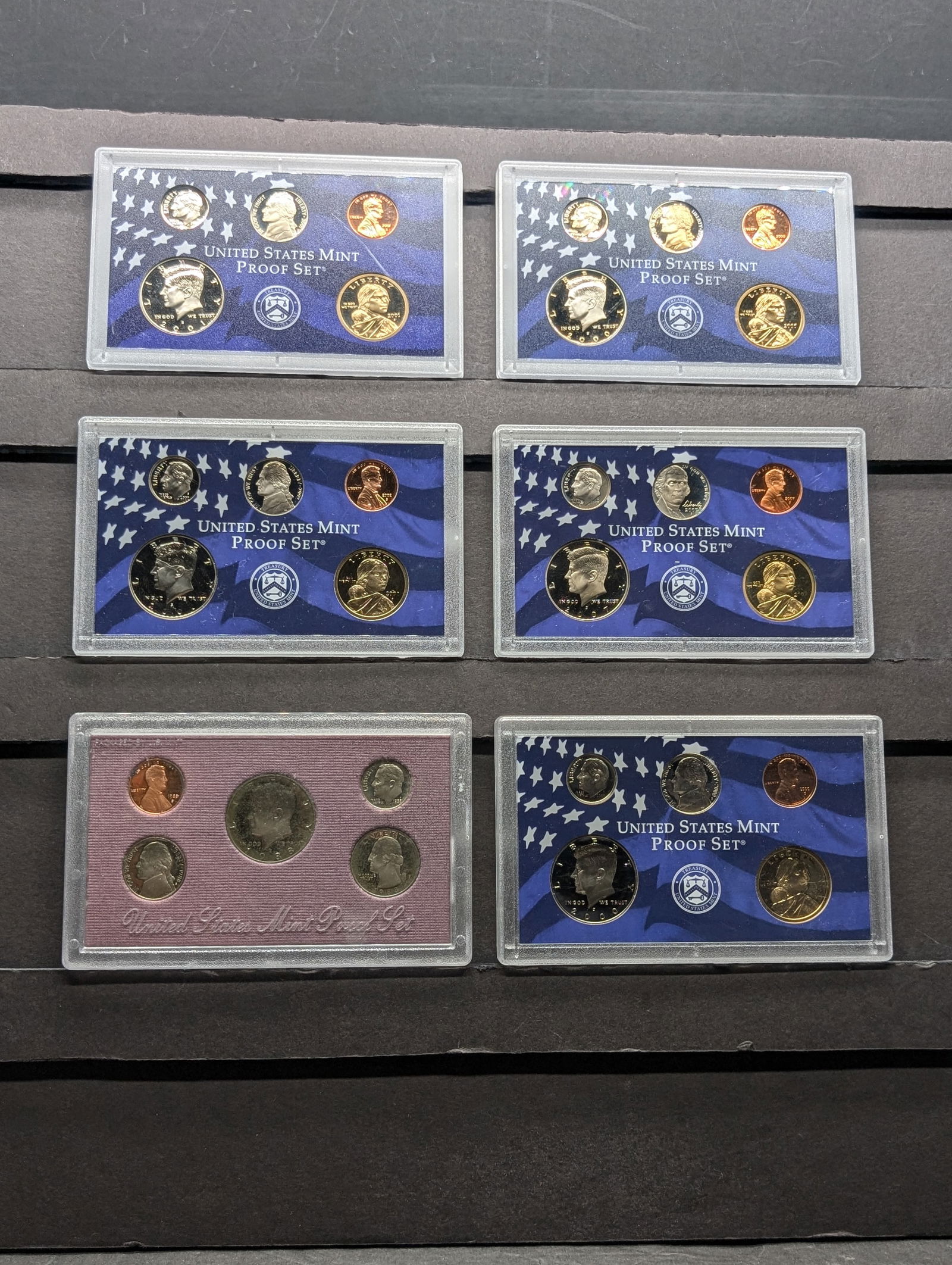 Lot of Six Partial U.S. Proof Sets - 1988-S, 2000-S, 2002-S, 2001-S & 2007-S (1 of 8)