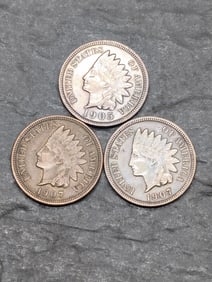 Lot of Three **AU** Indian Head Cents