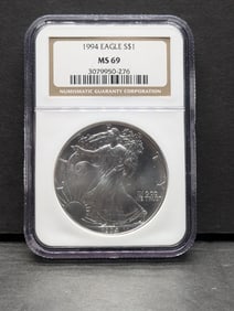 1994 American Silver Eagle - NGC MS69 - Near Perfect in Grade