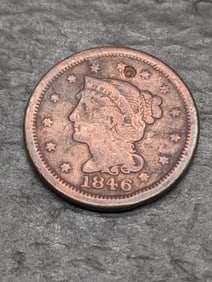 1846 Braided Hair Large Cent w Light Damage Marks