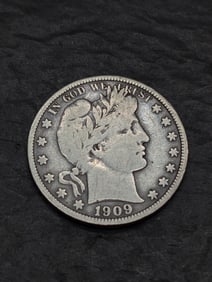 **FINE** 1909 Barber Silver Half Dollar