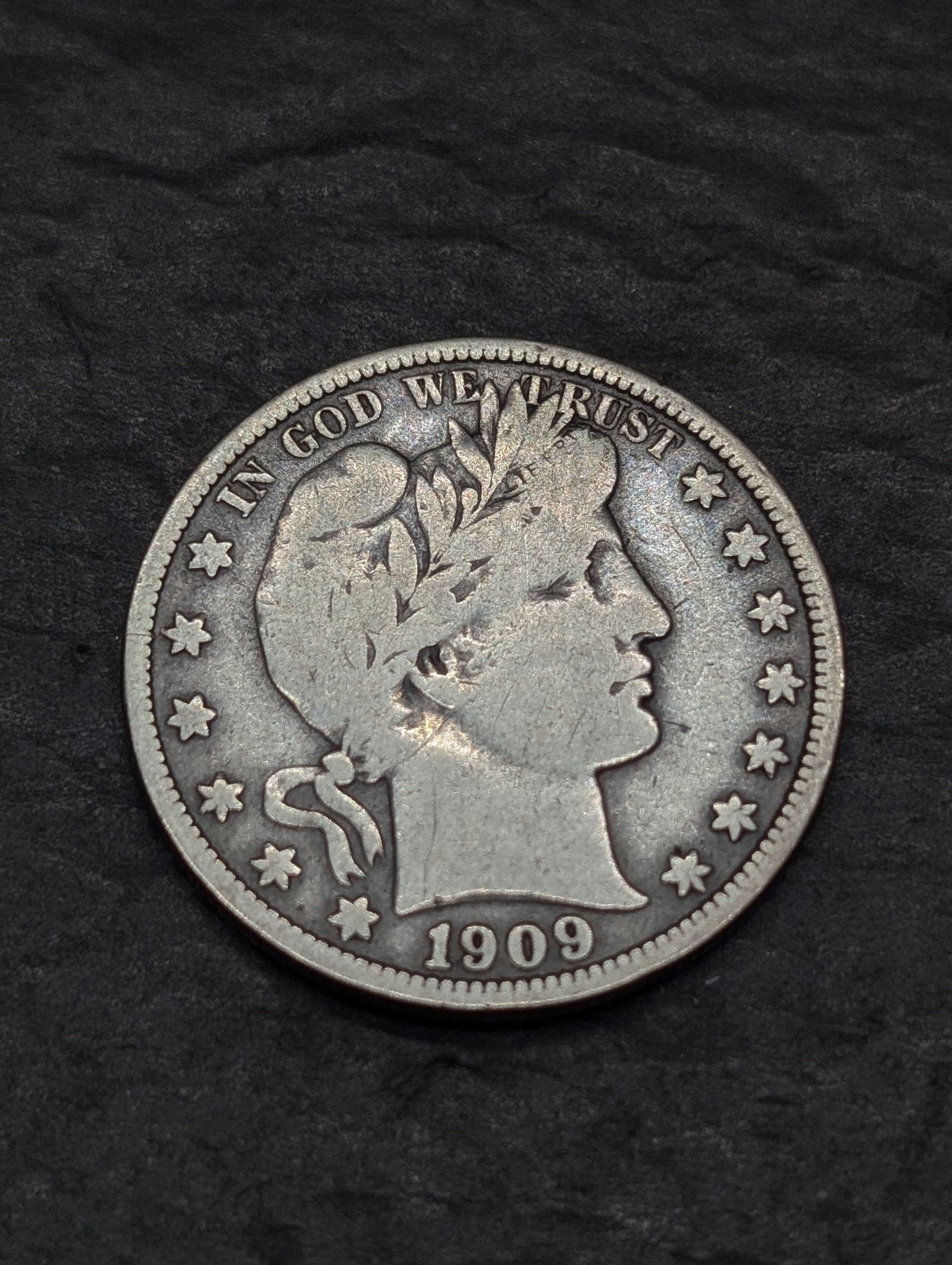 **FINE** 1909 Barber Silver Half Dollar (1 of 2)