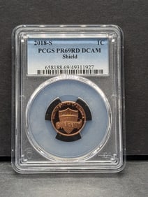 2018-S PROOF Lincoln Shield Cent - PCGS PR69 RD DCAM