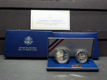 1993-S PROOF Bill of Rights Commem 2-Coin Silver Set in OGP w/ COA