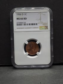 1956-D Lincoln Wheat Cent - NGC MS66 RD