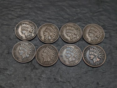 Lot of 8 Various Dated High Grade Indian Head Cents