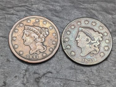 Lot of Two Various Dated Large Cents
