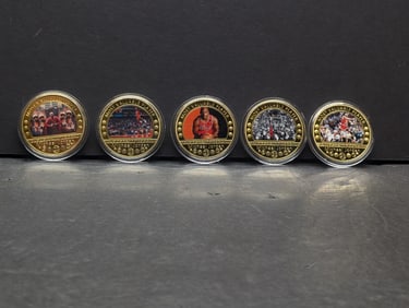 Lot of 5 Different Michael Jordan Tribute Tokens