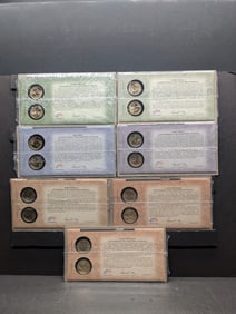 Lot of 7 Various Presidential Dollars w/ First Day of Issue Stamps (P&D Mint) in OGP