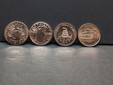 1 Oz. Each .999 FINE COPPER Various Designed Rounds (4 PCS)