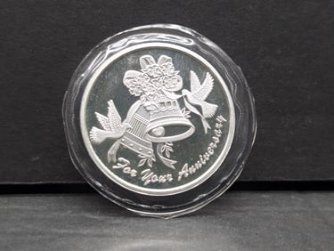 1 Troy Oz. .999 FINE SILVER For Your Anniversary Designed Round