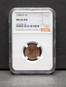 1958-D Lincoln Wheat Cent - NGC MS66 RD