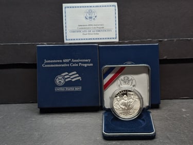 2007-P PROOF Jamestown 400th Anniv. Commem Silver Dollar in OGP w/ COA