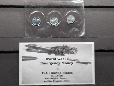WWII Emergency Money -  1943 Lincoln Steel Cents in High Grade