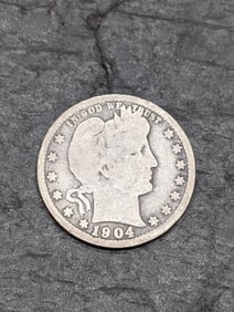 **AG/GOOD - BETTER DATE** 1904-O Barber Silver Quarter