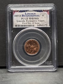 2009-D Lincoln Formative Years Cent - PCGS MS65 RD *First Day of Issue*