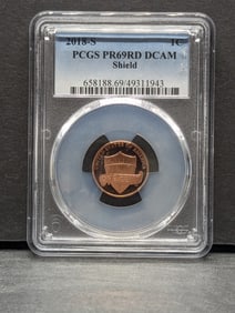 2018-S PROOF Lincoln Shield Cent - PCGS PR69 RD DCAM