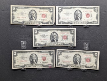 (3) 1953-A, 53-B, 53-C Series $2.00 RED SEAL Banknotes