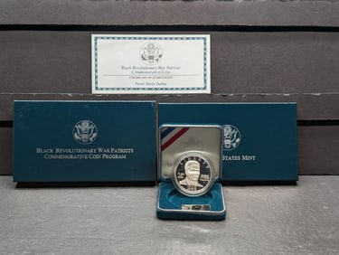1998-S PROOF Black Revolutionary War Patriots Commem Silver Dollar in OGP w/ COA