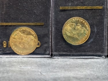 1865 Mexico Miniature 8K GOLD Maximiliano Coins (2 Pcs)