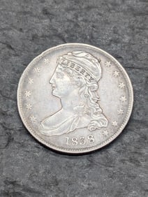 1838 Reeded Edge Capped Bust Half Dollar - Nice Type Coin!!