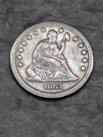 1864-P Drapery Seated Quarter - Civil War Date!