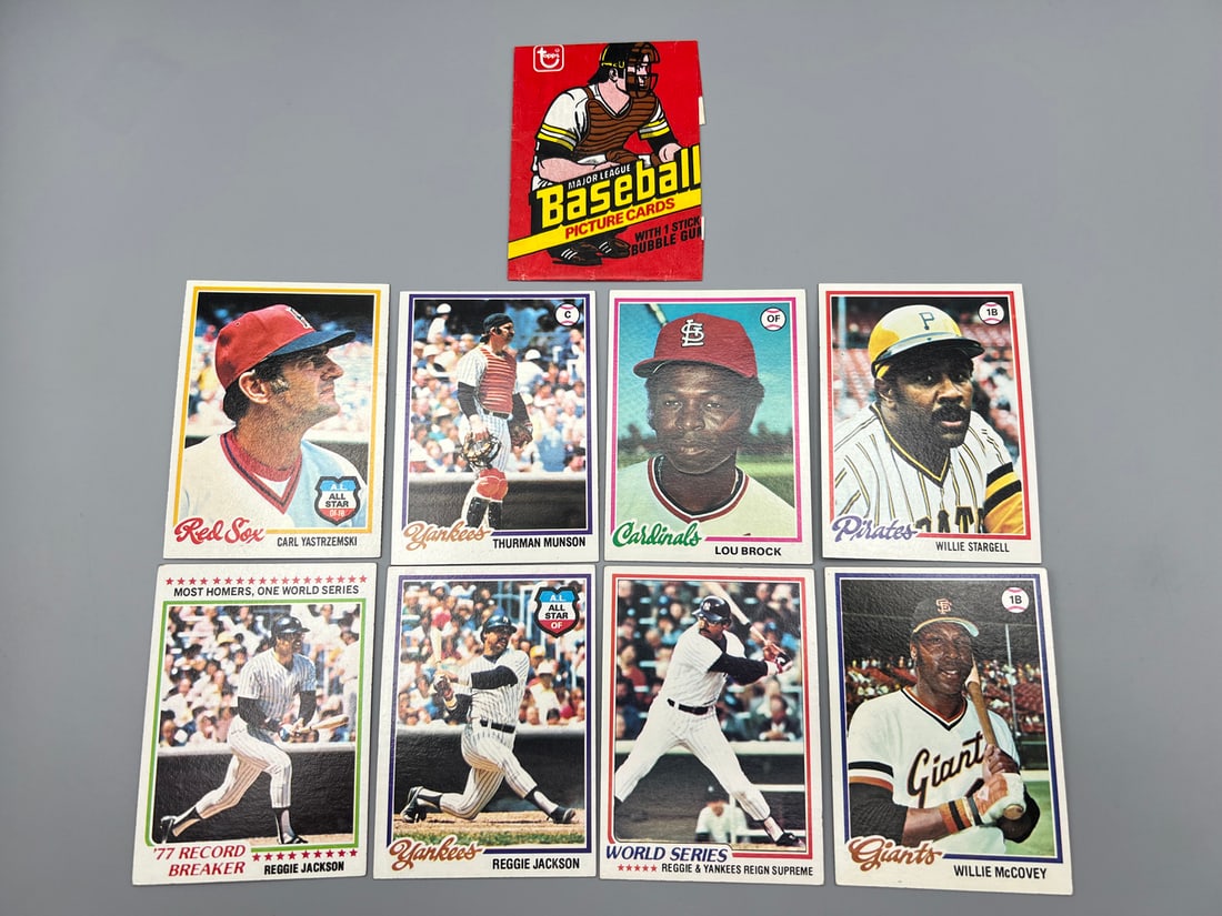 Lot of (8) 1978 Topps Baseball Star Player Cards W/ Pack (1 of 2)