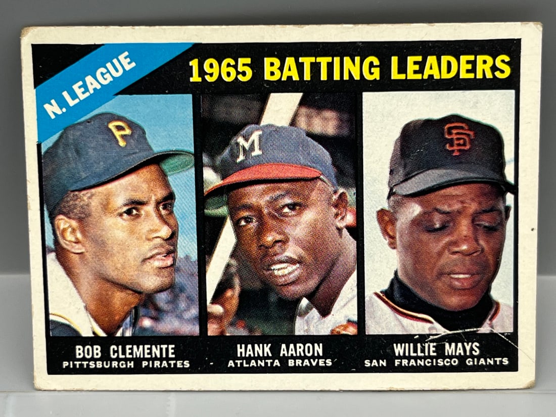 1966 Topps NL Batting Leaders Clemente/Aaron/Mays #215 (1 of 3)
