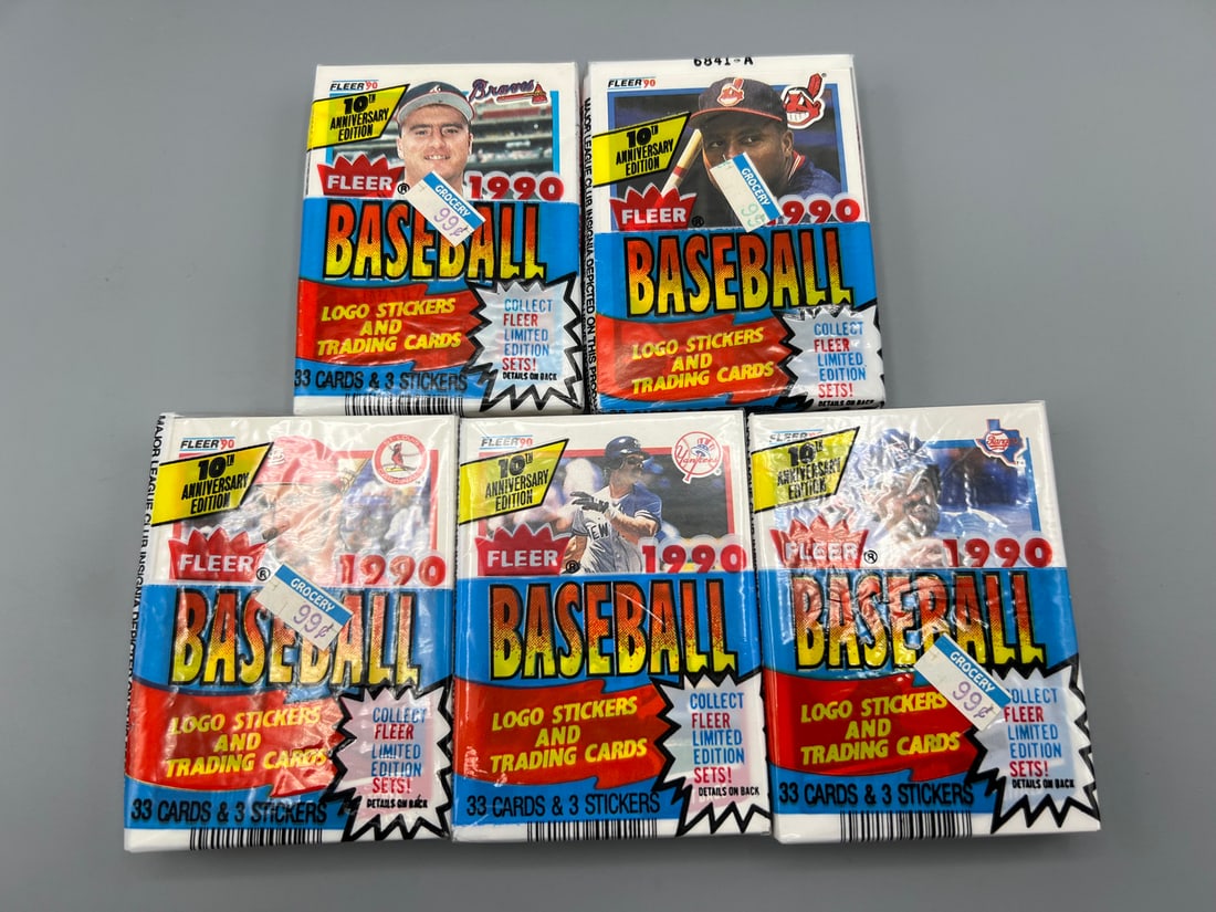 Lot of 5 - 1990 Fleer Baseball Cello Packs (1 of 2)