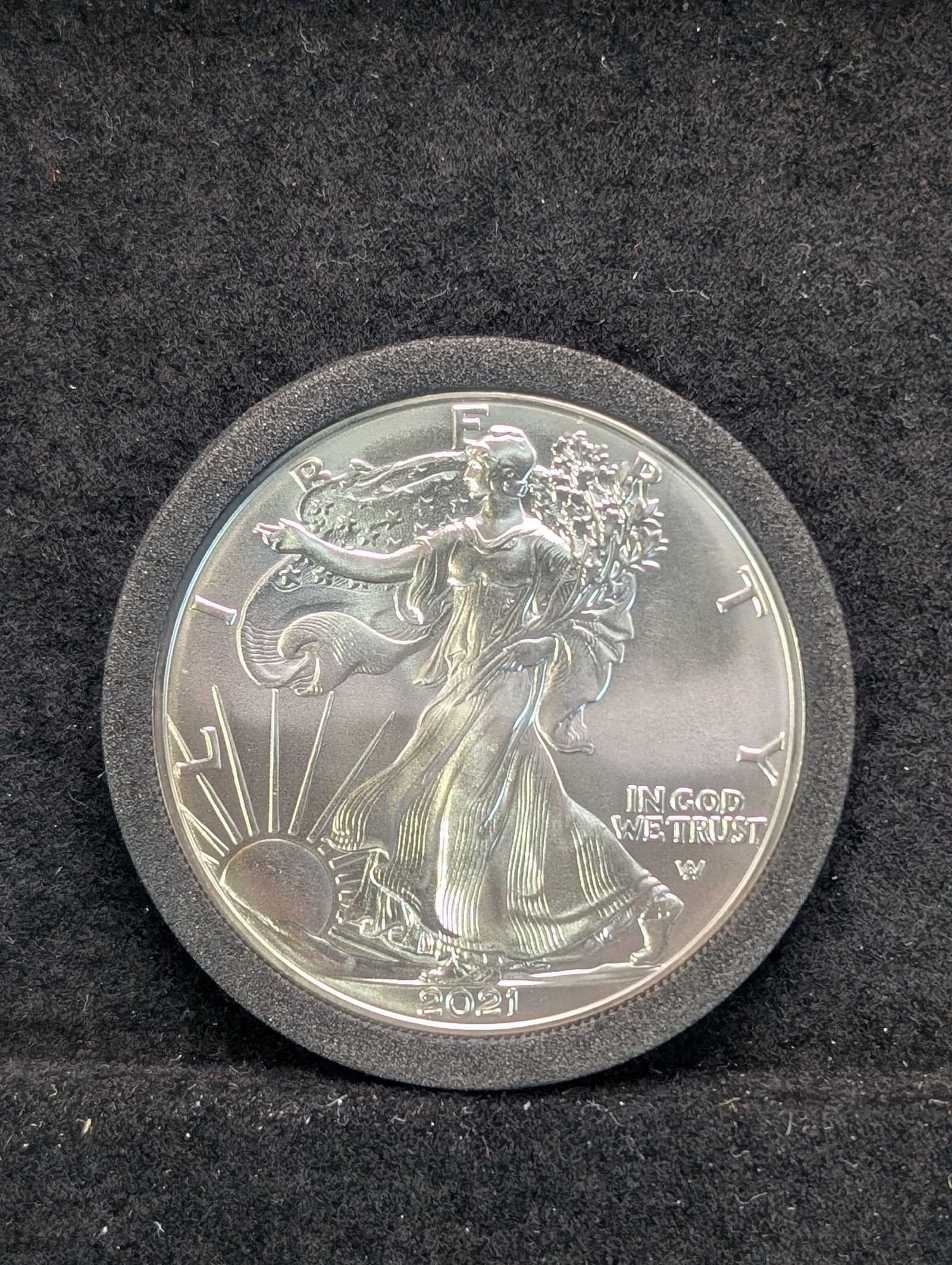 2021 Type2 Silver Eagle Coin in protective capsule.? (1 of 2)