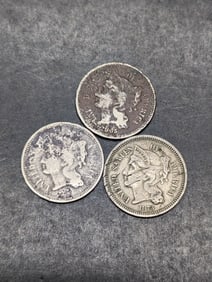 Lot of 3 Three Cent Nickel Pieces