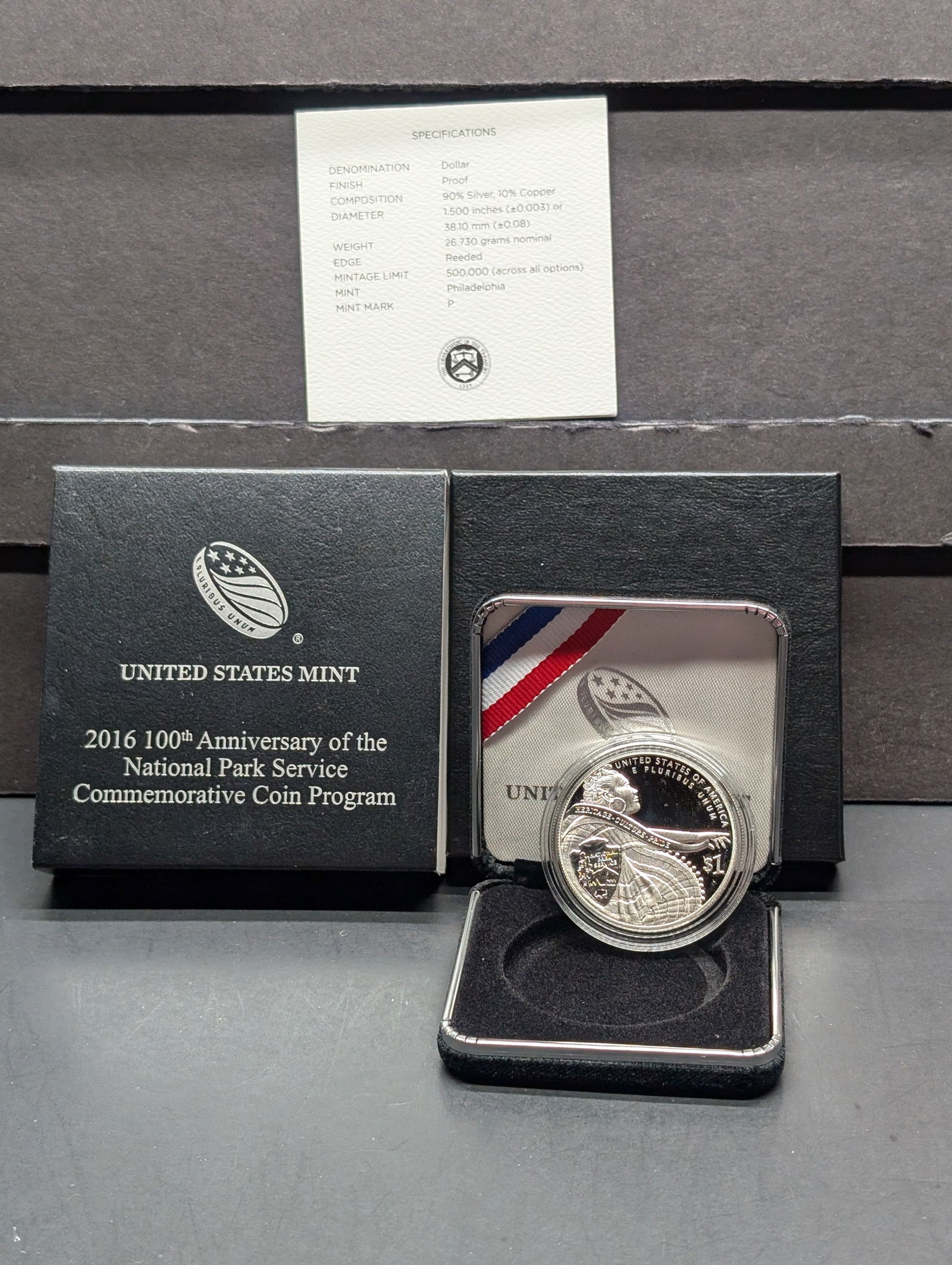 2016-P PROOF 100th Anniv. Of the National Park Service Commem Silver Dollar in OGP w/ COA (1 of 4)