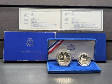 1986-S PROOF Statue of Liberty Commem 2-Coin Set in OGP w/ COA