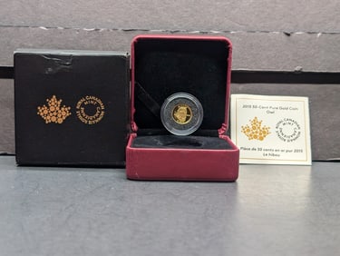 2015 PROOF Canada 50 Cent Snowy Owl .9999 PURE GOLD Coin  in OGP w/ COA