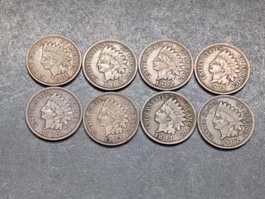 Lot of 8 Various Dated High Grade Indian Head Cents